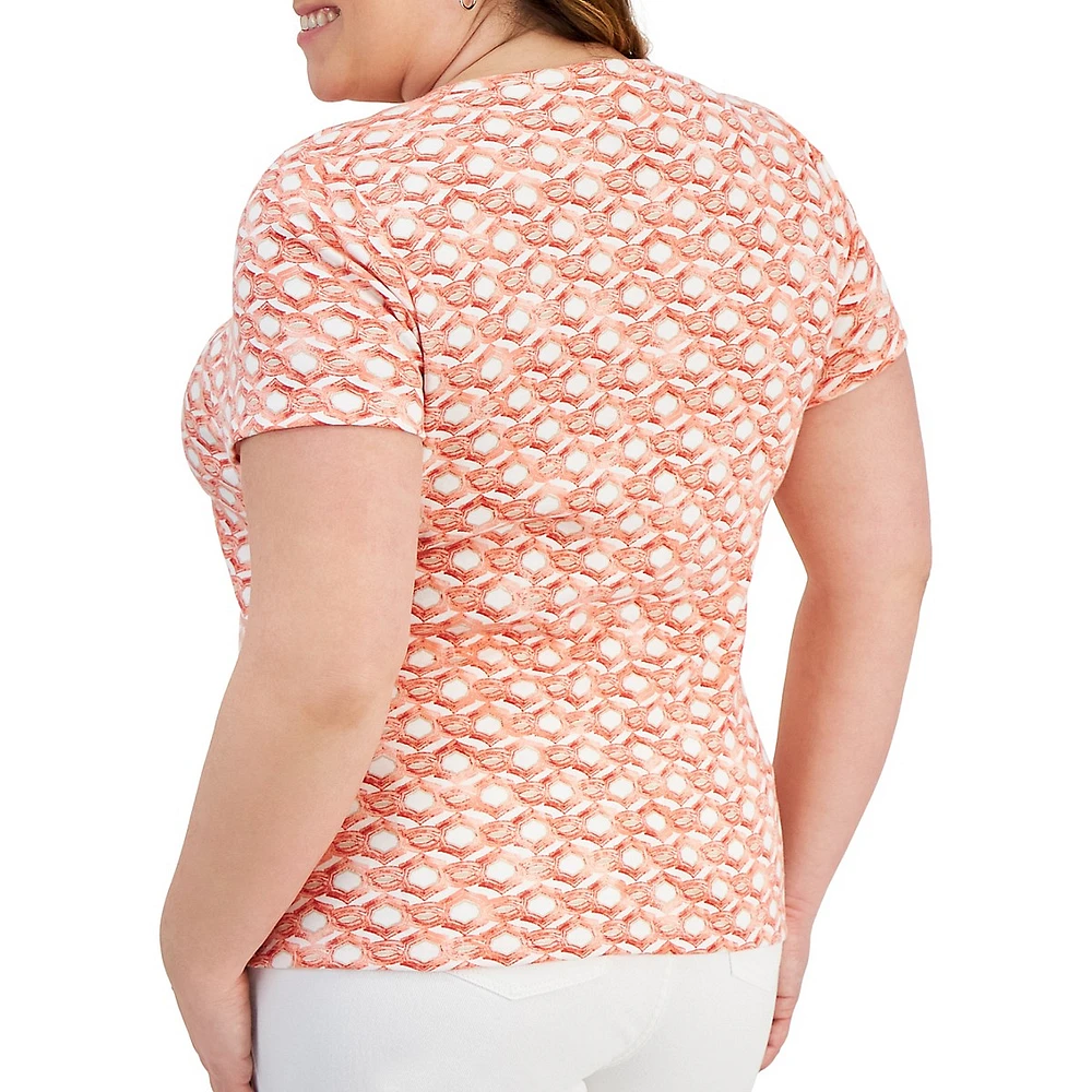 Plus Trellis-Print Henley Top