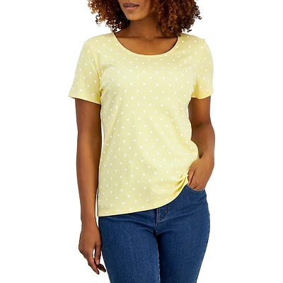 Petite Dot-Print Short-Sleeve Top