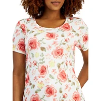 Petite Spring Roses Scoopneck Top