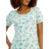 Petite Floral Short-Sleeve Scoopneck Top