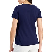 Petite Lace-Trim Short-Sleeve Top