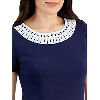 Petite Lace-Trim Short-Sleeve Top