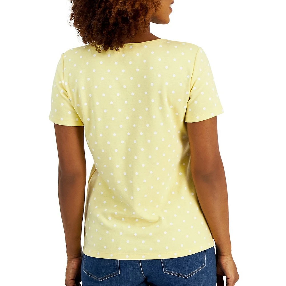 Dot-Print Short-Sleeve Top