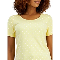 Dot-Print Short-Sleeve Top