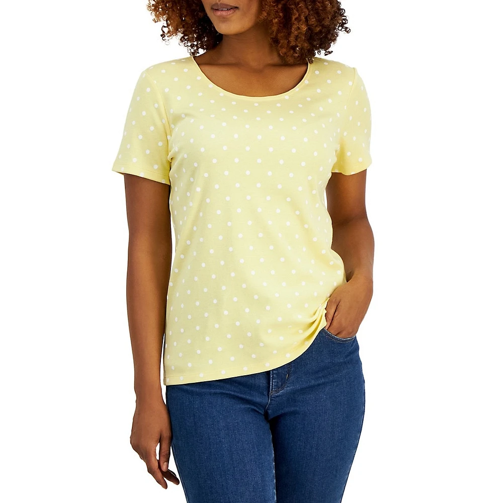 Dot-Print Short-Sleeve Top