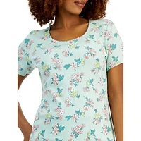 Floral Short-Sleeve Scoopneck Top