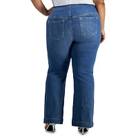 Plus High-Rise Pull-On Flare-Leg Jeans