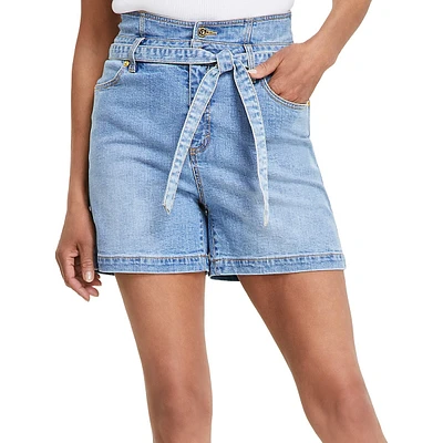 High-Rise Tied-Belt Shorts