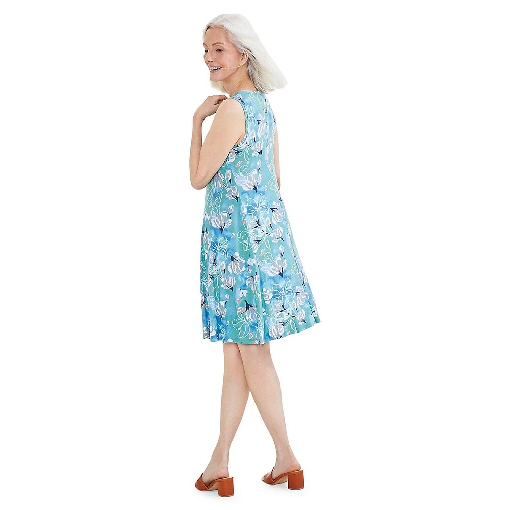 Floral Sleeveless Flip-Flop Dress