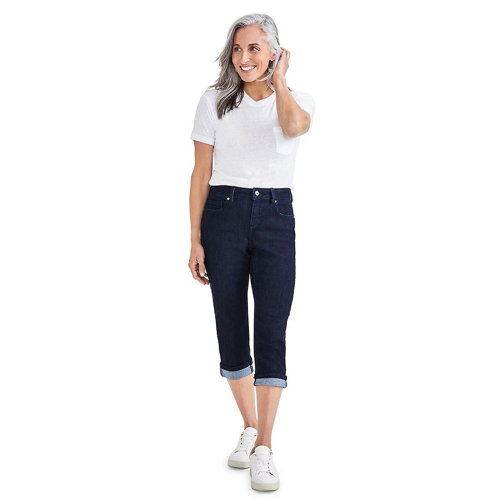 Petite High-Rise Cuffed Capri Jeans
