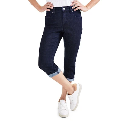 Petite High-Rise Cuffed Capri Jeans