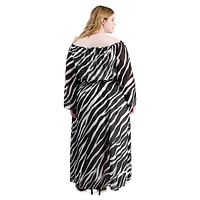 Plus Zebra-Print Off-The-Shoulder Maxi Dress