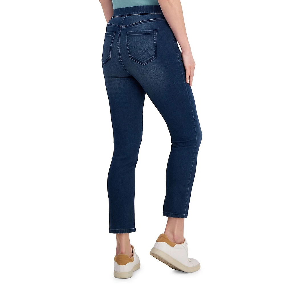 Mid-Rise Capri Denim Leggings