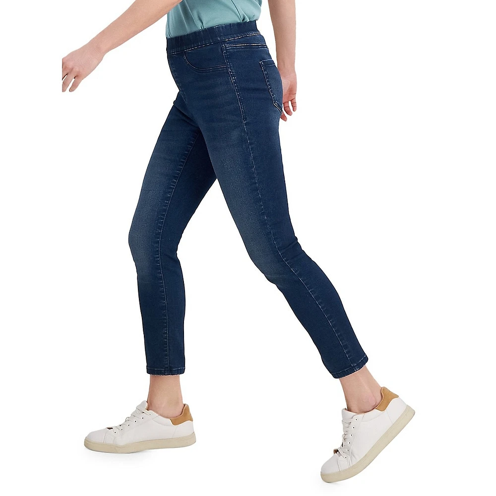 Mid-Rise Capri Denim Leggings