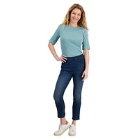 Mid-Rise Capri Denim Leggings