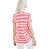 Striped Knit V-Neck T-Shirt