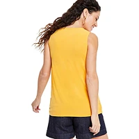 Sleeveless O-Ring Cowlneck Top