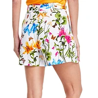 Floral-Print Belted Shorts