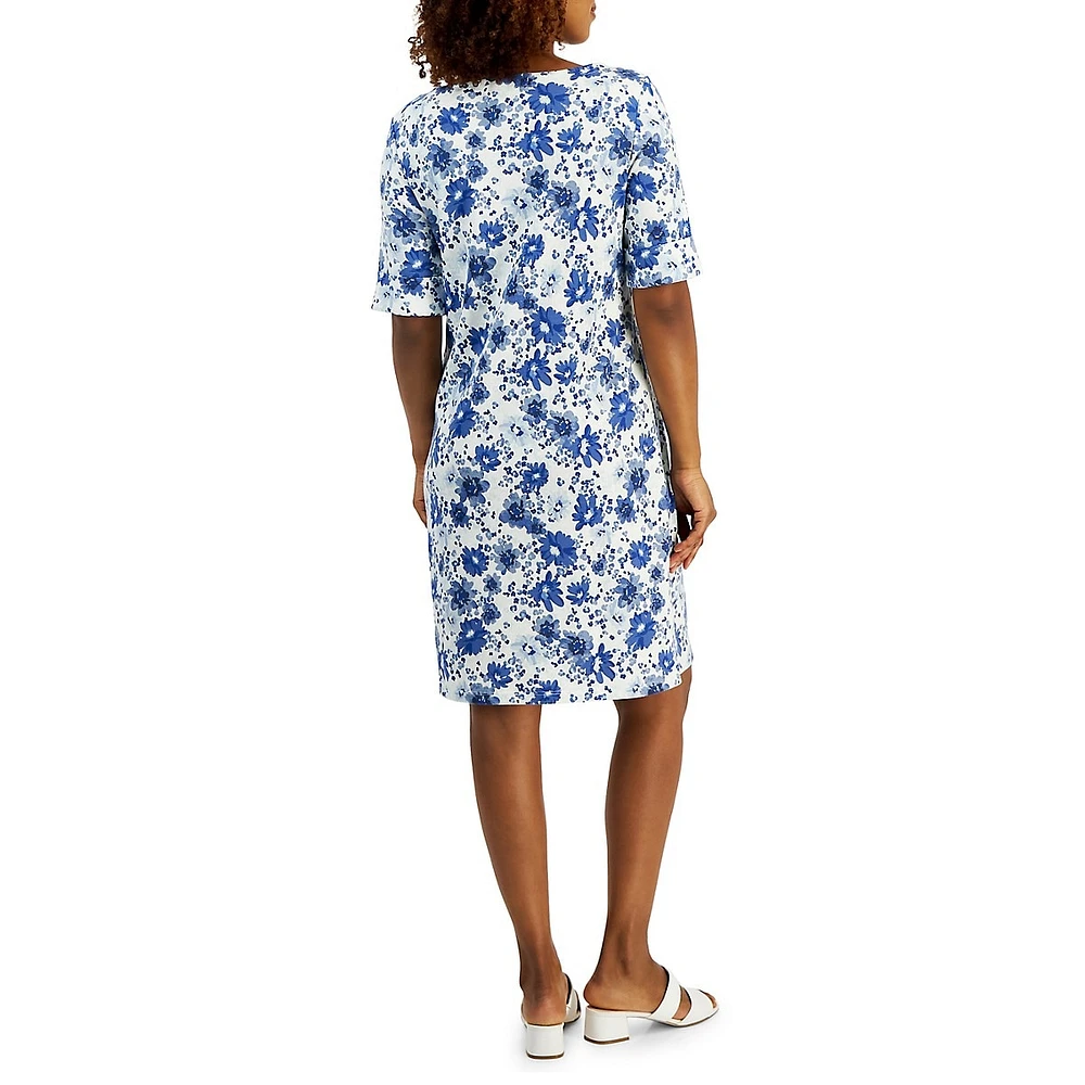 Floral Boatneck Dress