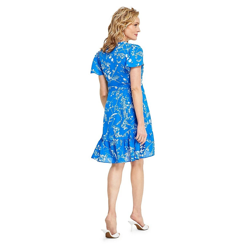 Petite Robe portefeuille à volants et imprimé floral