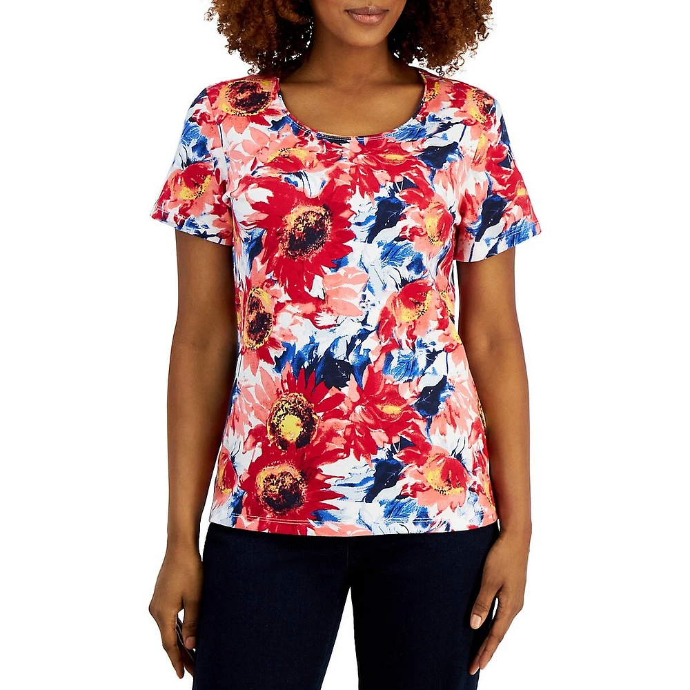 Poppy Floral Short-Sleeve Top