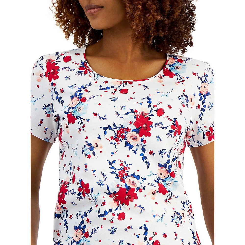 Artful Floral Short-Sleeve Top