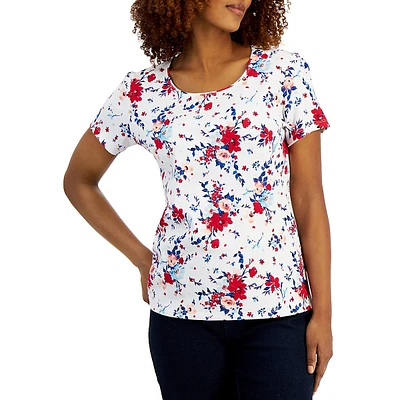 Artful Floral Short-Sleeve Top