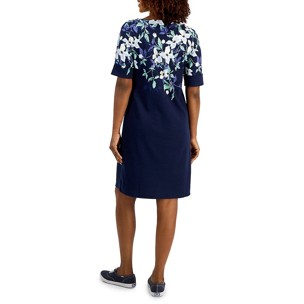 Petite Boatneck Floral Dress