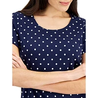 Petite Dot-Print Short-Sleeve Top