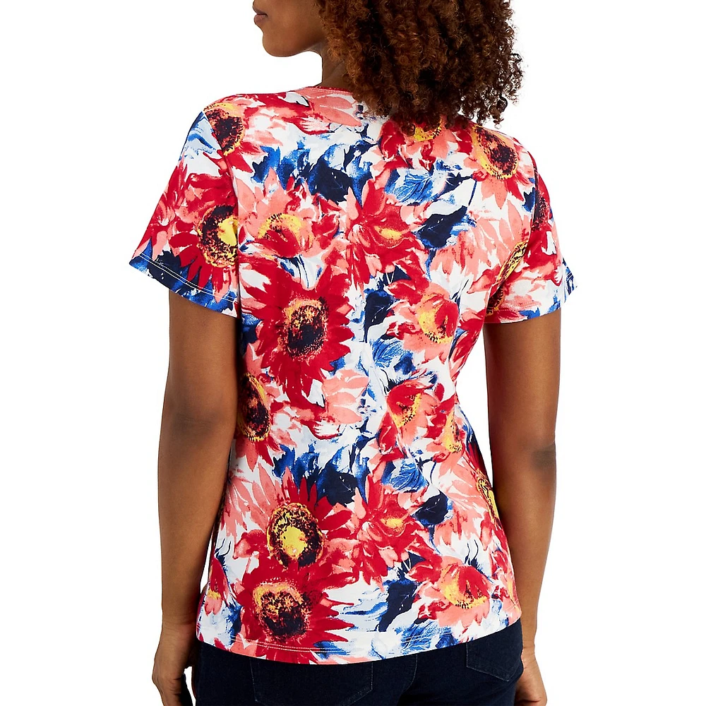 Petite Poppy Floral Short-Sleeve Top