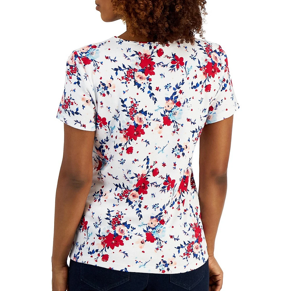 Petite Artful Floral Short-Sleeve Top