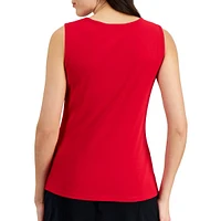 Petite Cutout-Neckline Cotton Tank Top