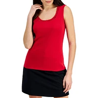 Petite Cutout-Neckline Cotton Tank Top