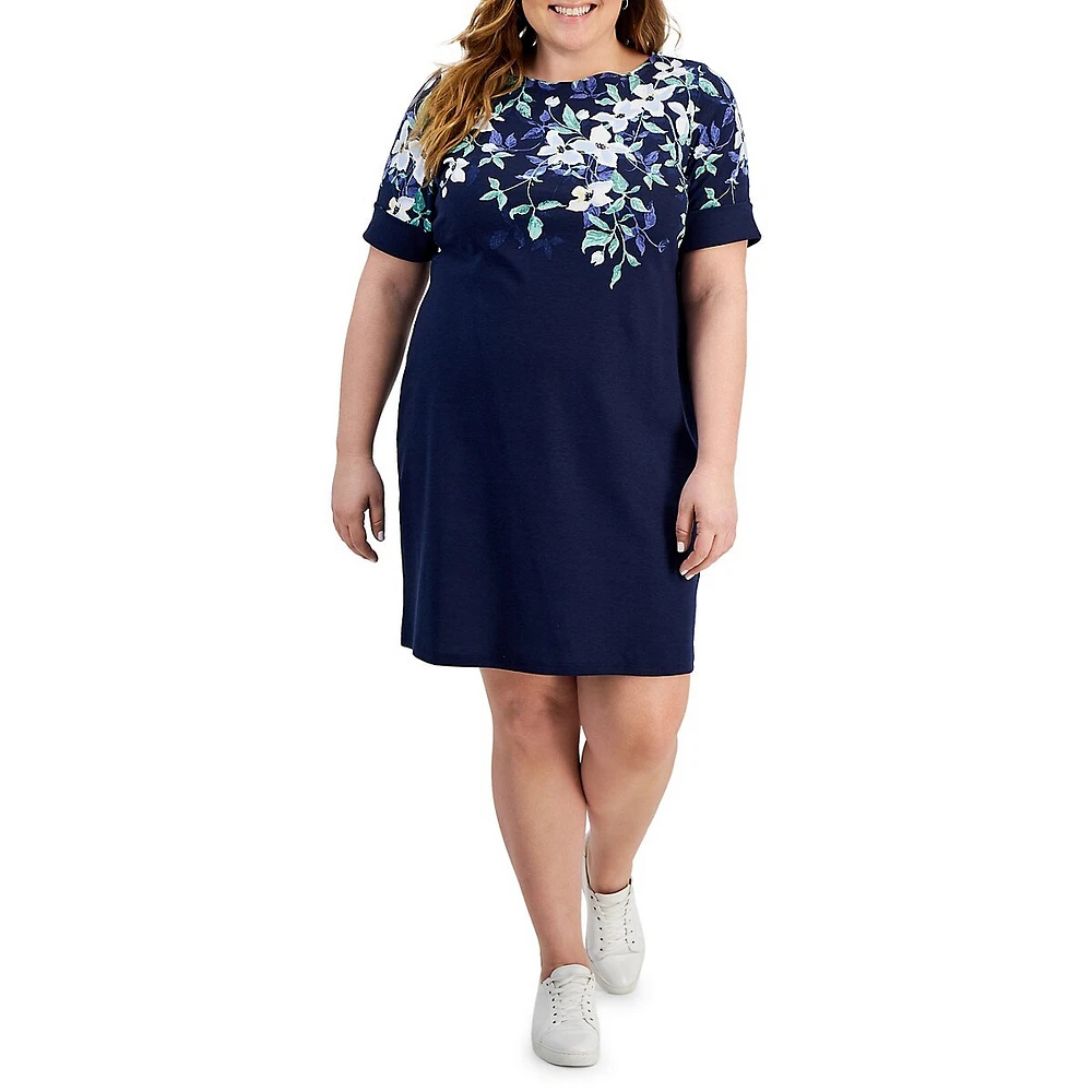 Plus Boatneck Floral Dress