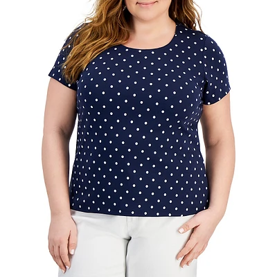 Plus Dotted Scoopneck Top