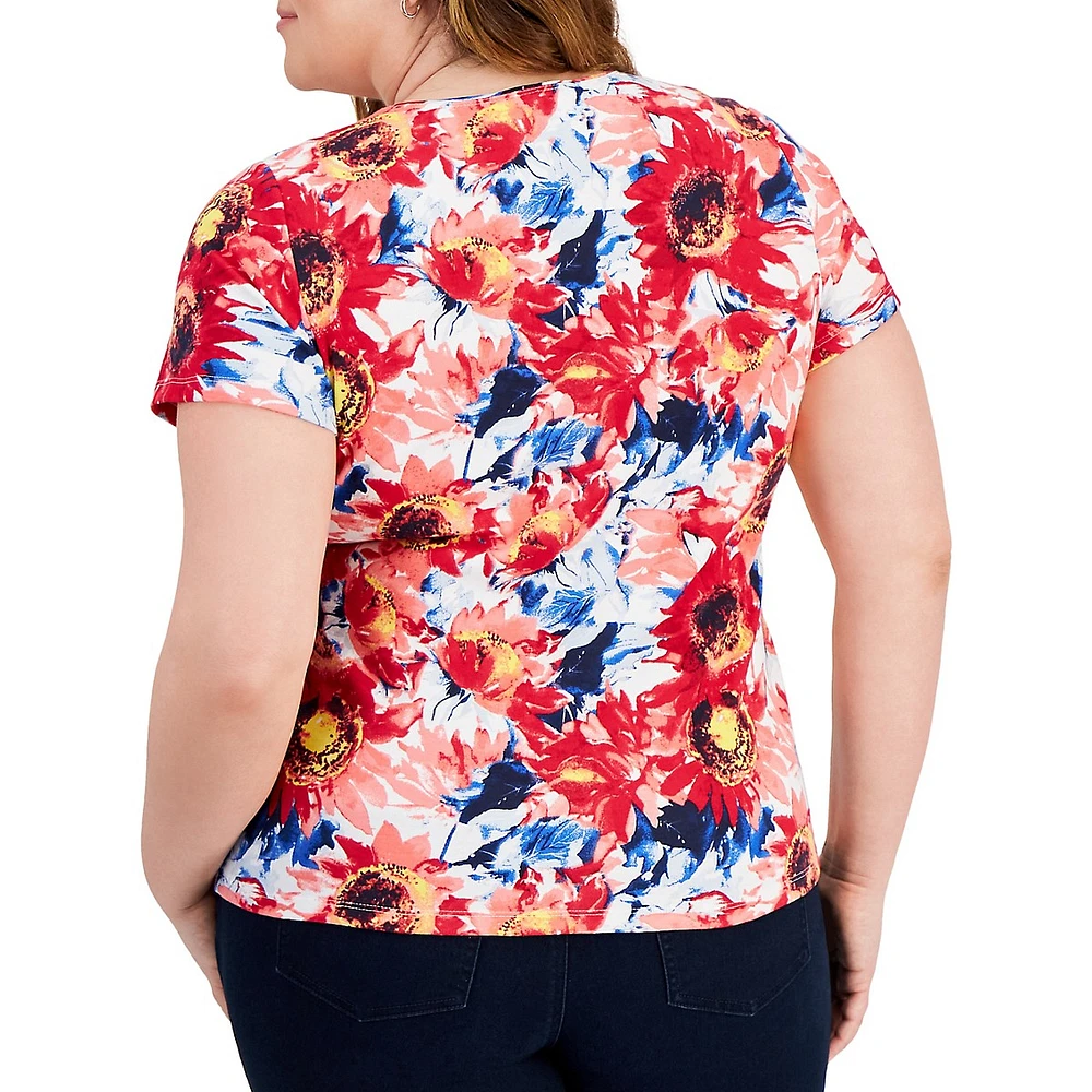 Plus Poppy Floral Short-Sleeve Top