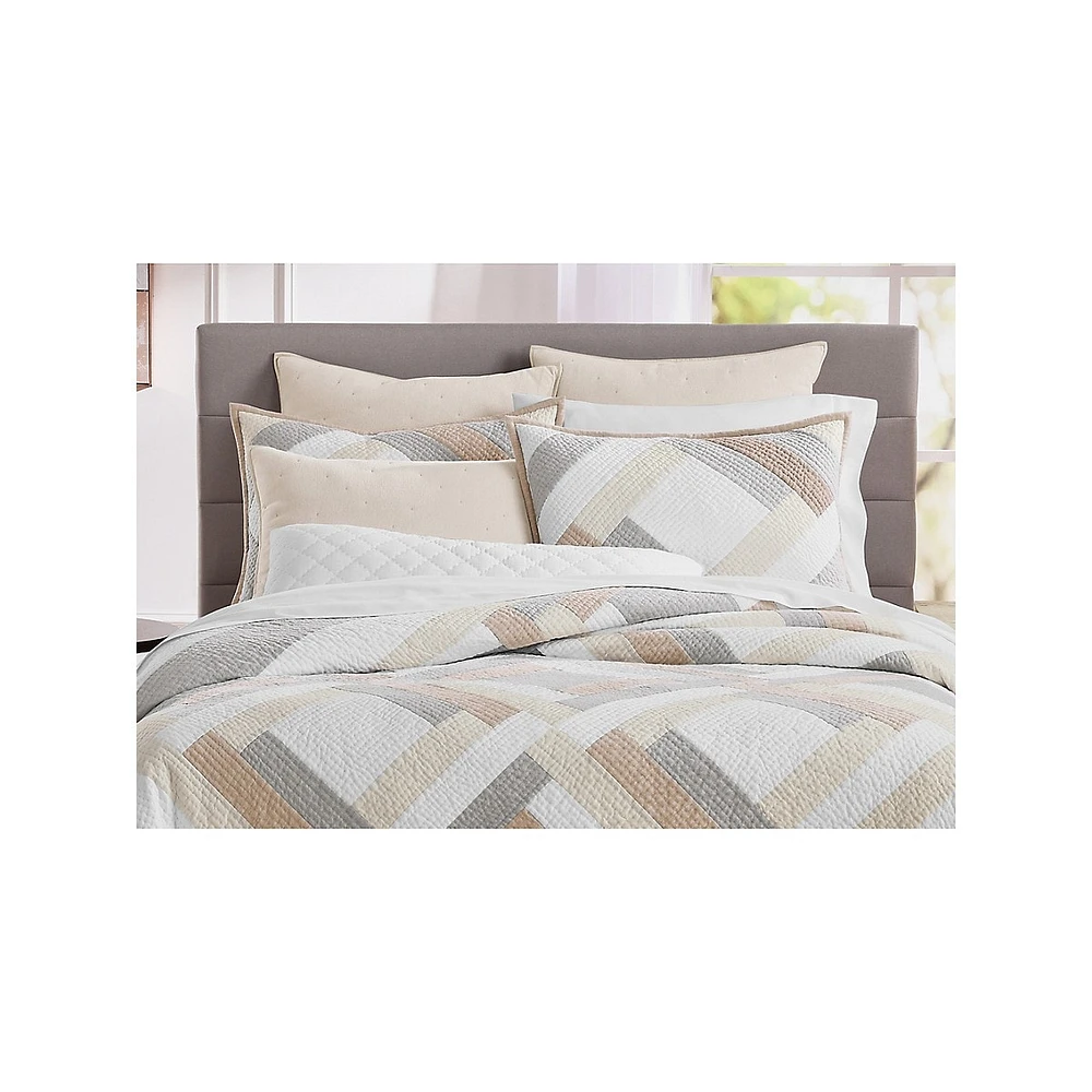 Pieced Diamond Quilted Cotton Pillow Sham