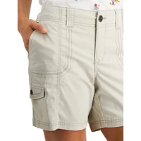 Petite Mid-Rise Zigzag Stitch Cargo Shorts