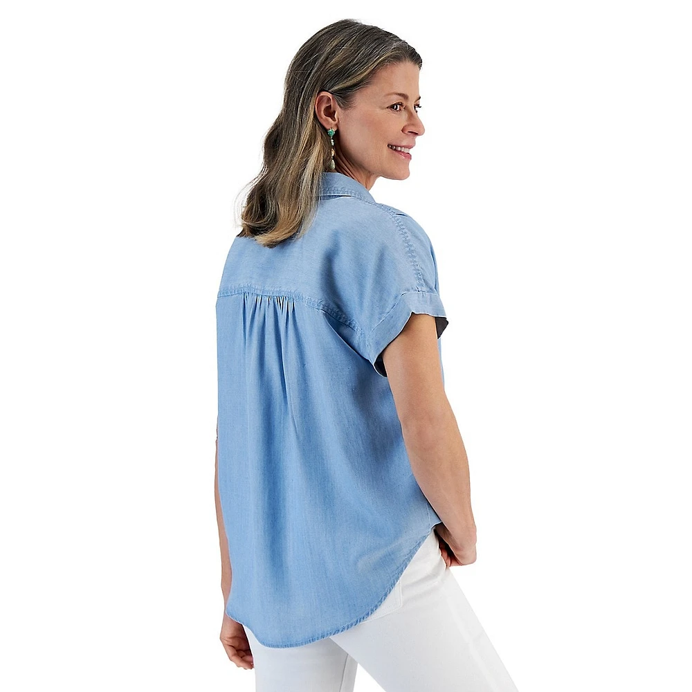 Petite Short-Sleeve Camp Shirt