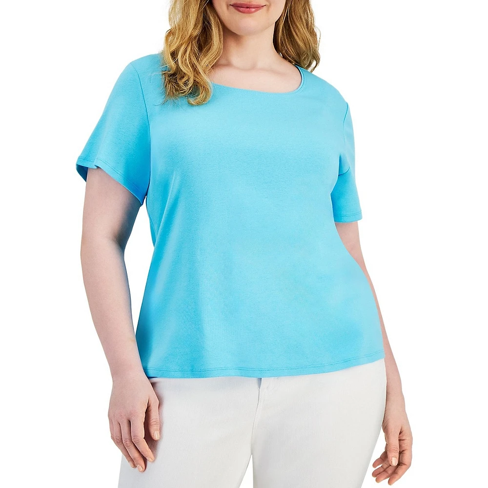 Plus Short-Sleeve Scoopneck Top