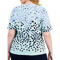 Plus Dot Parade Elbow-Sleeve Top