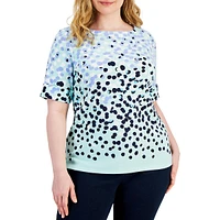 Plus Dot Parade Elbow-Sleeve Top