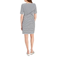 Elbow-Sleeve Abstract Stripe Dress