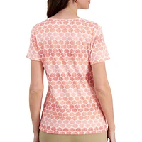 Ombré Shell-Print Short-Sleeve Top