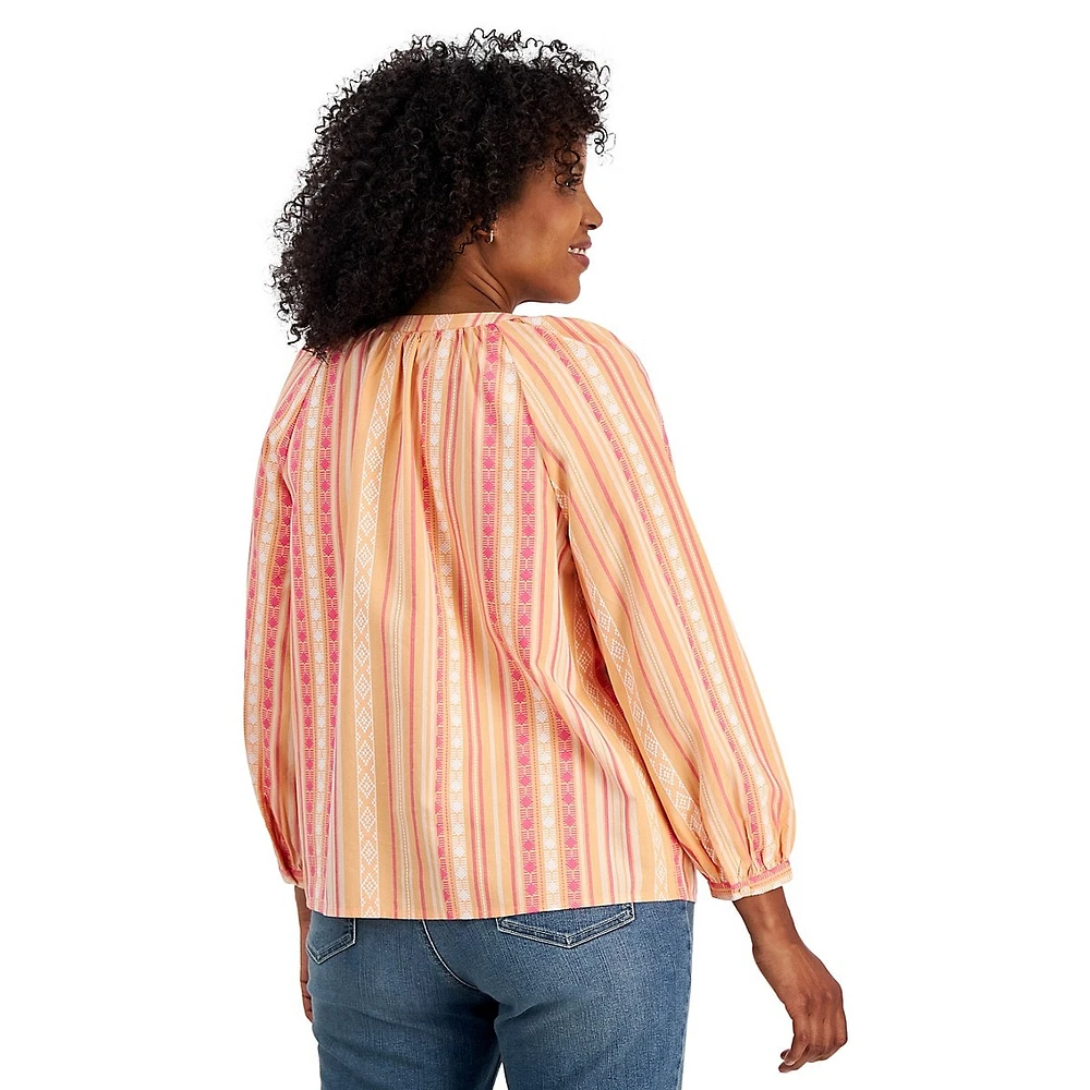 Petite Mountain Striped Boho Blouse