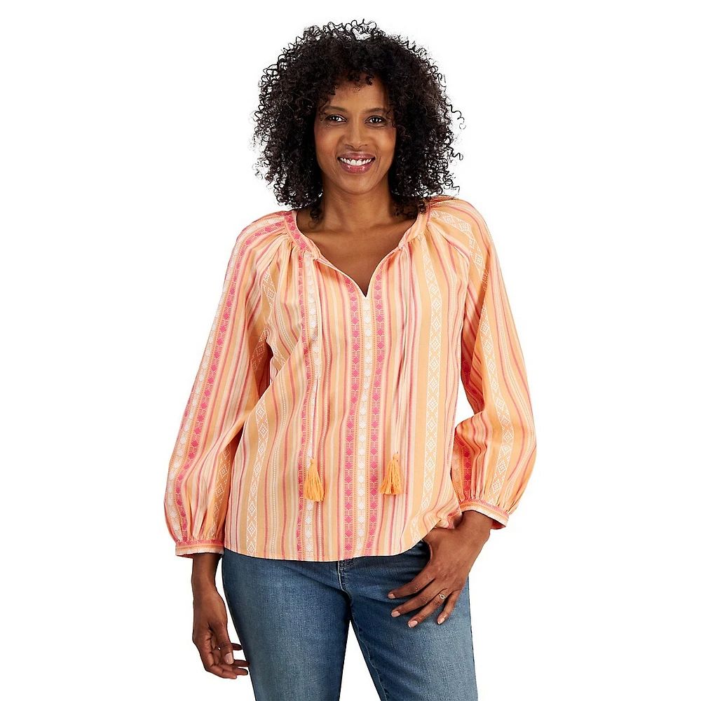 Petite Mountain Striped Boho Blouse