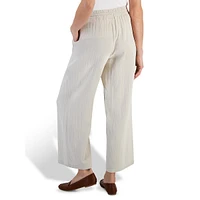 Textured Gauze Wide-Leg Ankle Pants