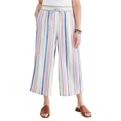 Sandy Stripe Cropped Drawstring Pants