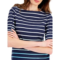 Gradient Stripe Three-Quarter Sleeve Top