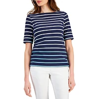 Gradient Stripe Three-Quarter Sleeve Top